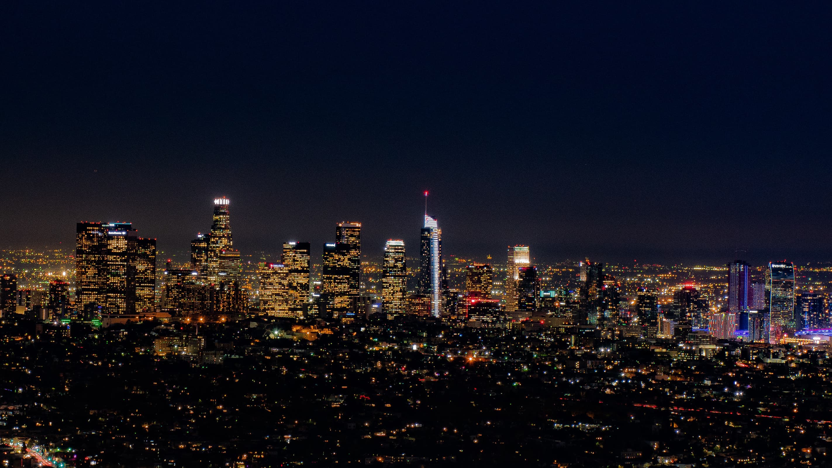 Downtown Los Angeles at Night in Los Angeles, United States