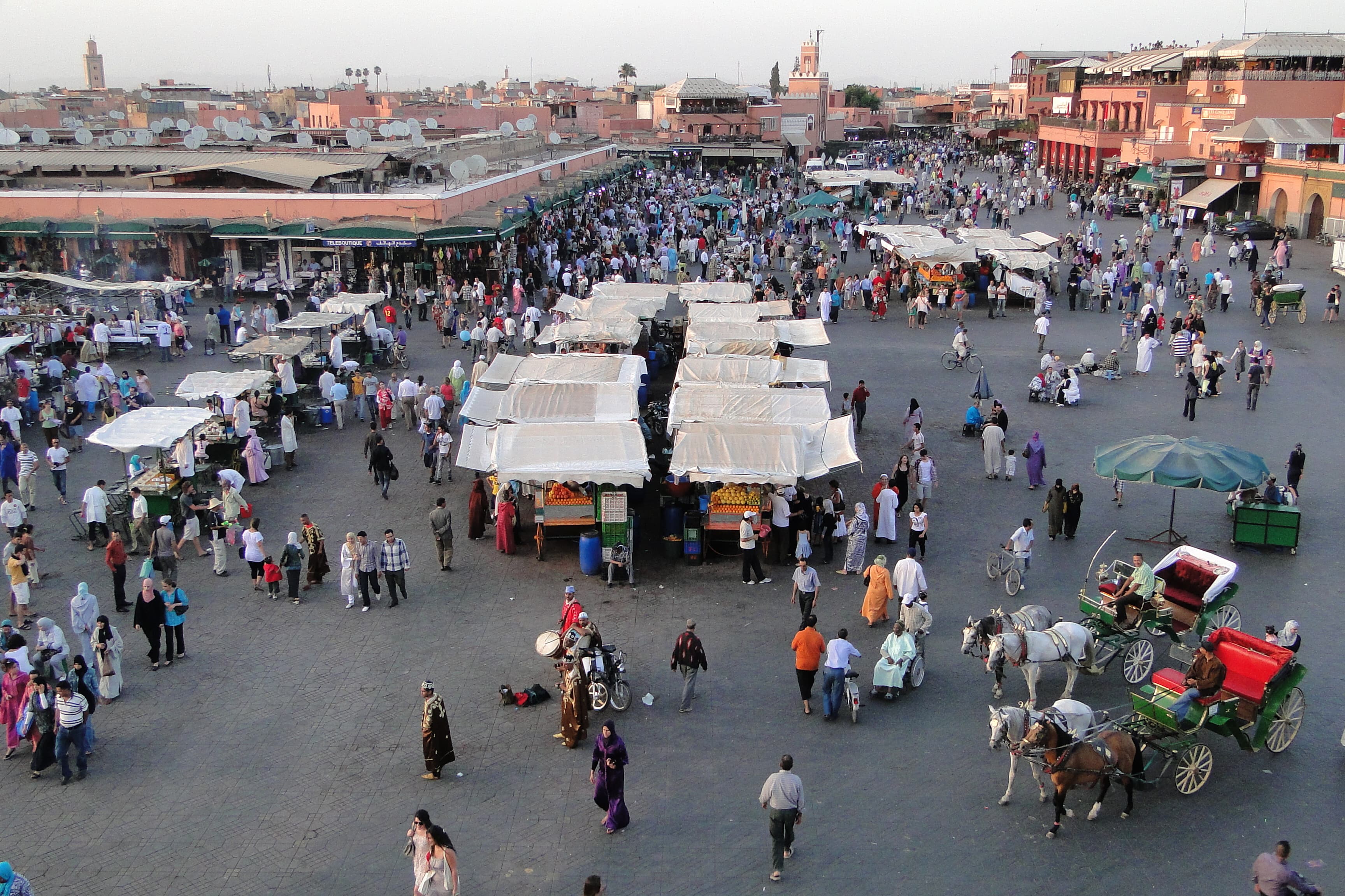 View over Djermaa el-Fna (Central Square) - Medina (Old City) - Marrakesh - Morocco in Marrakesh, Morocco