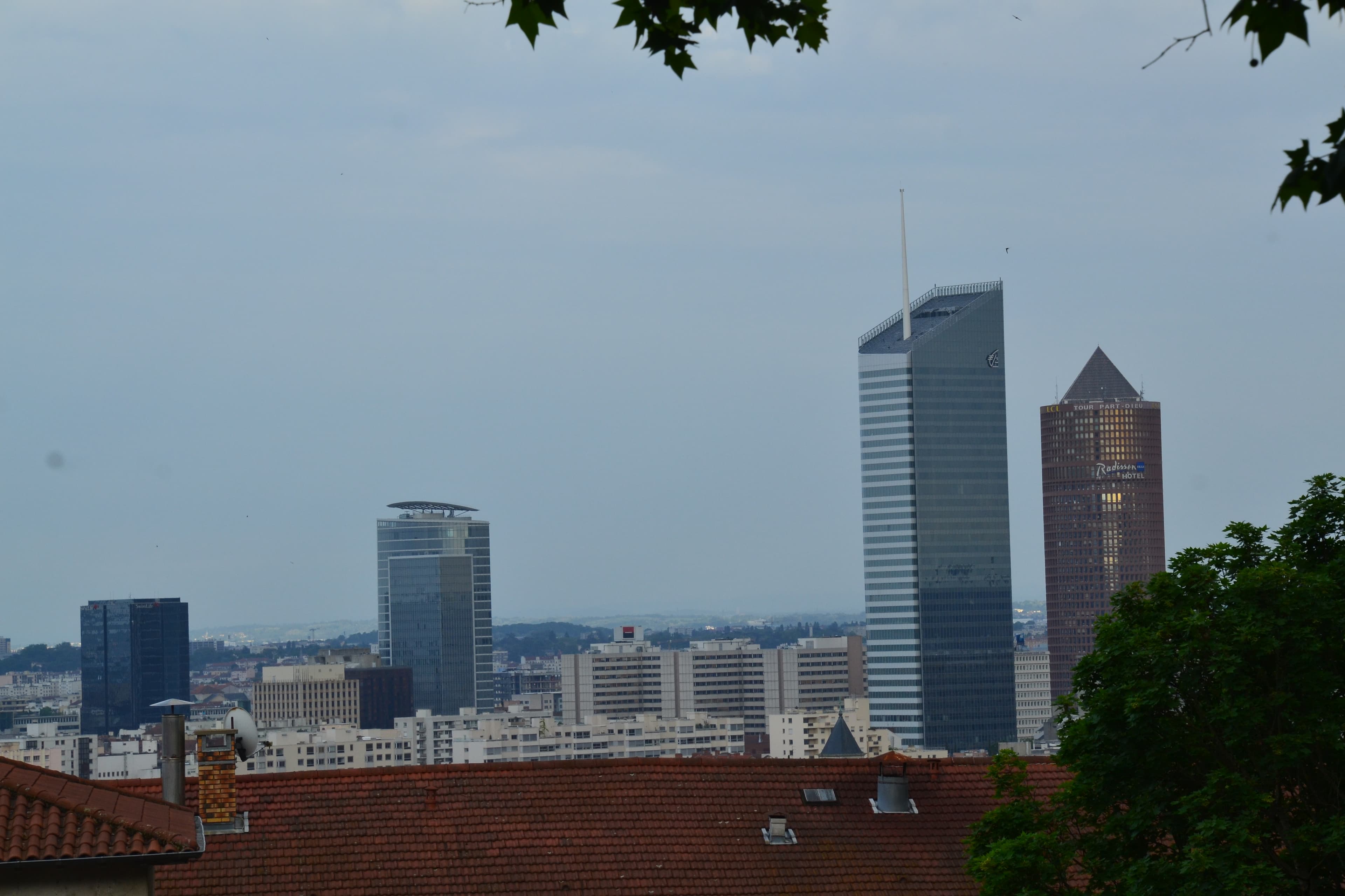 Lyon, evening skyline in Lyon, France