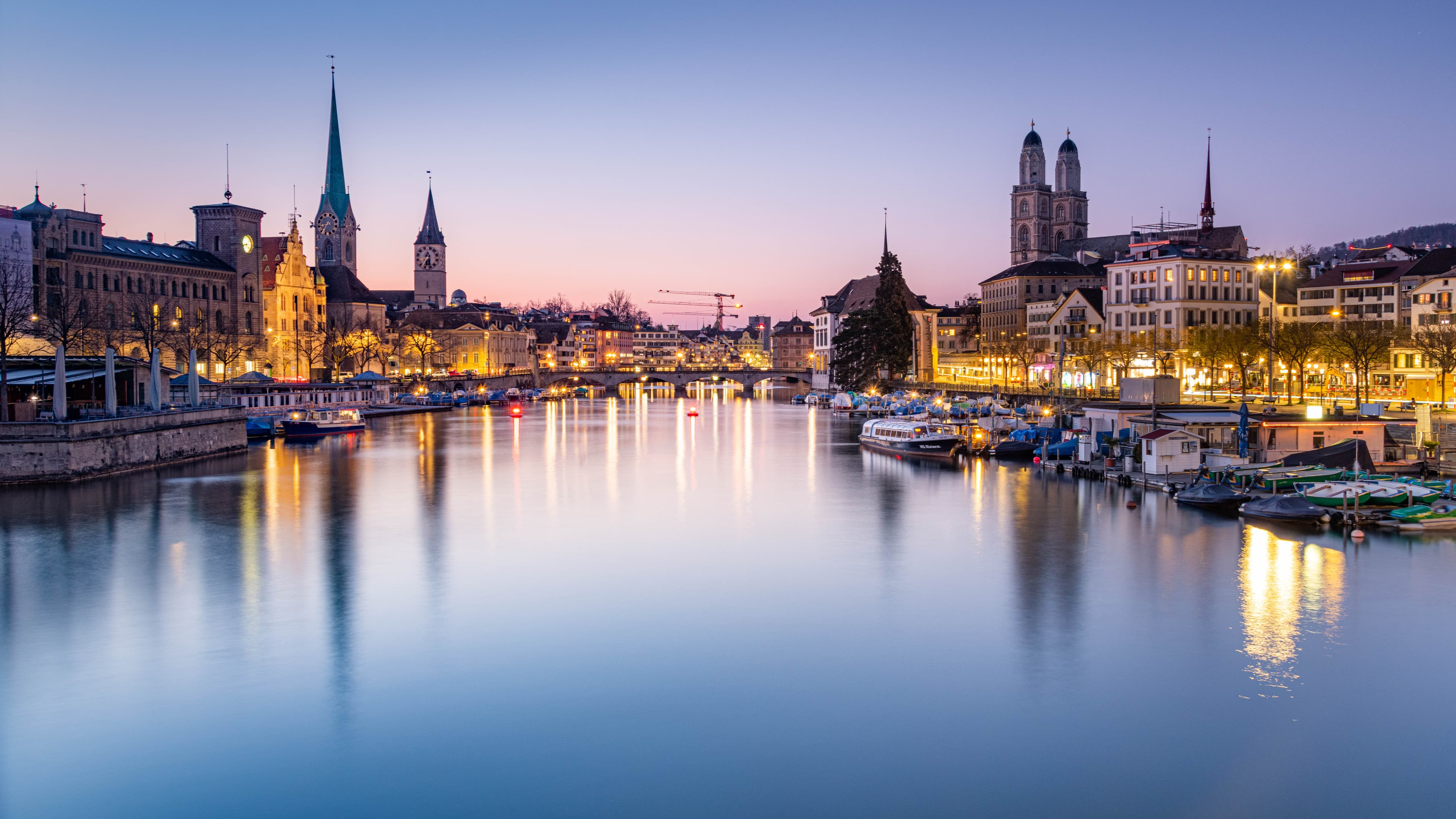 Zurich skyline blue hour in Zurich, Switzerland