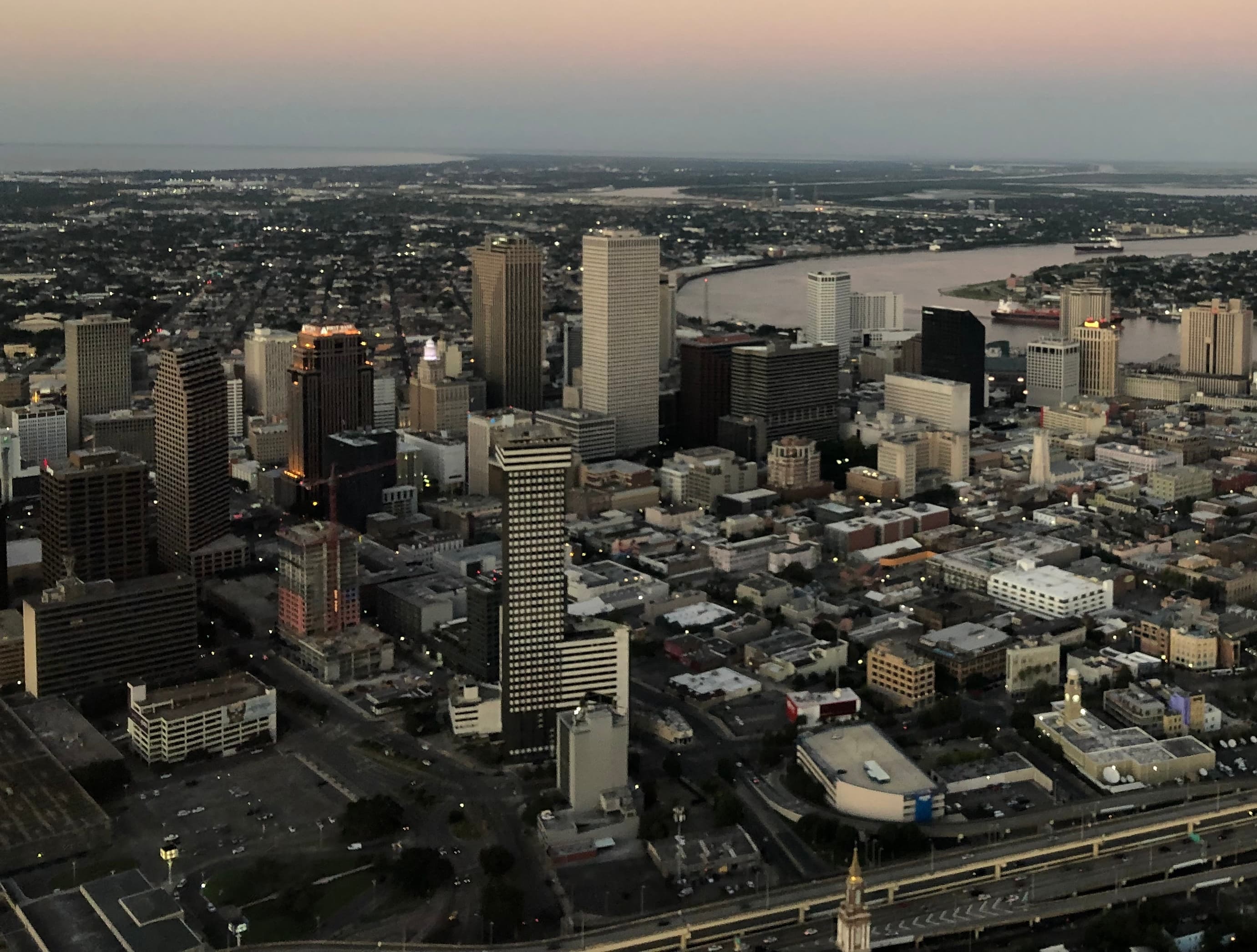 New Orleans from the Air September 2019 - Central Business District Skyline (cropped) in New Orleans, United States