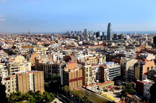 Barcelona skyline in Barcelona, Spain